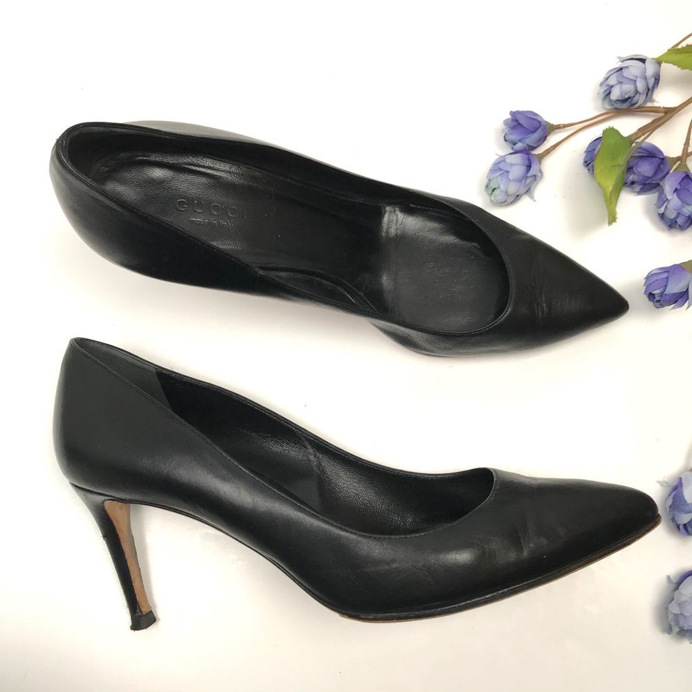 Gucci Leather Black Dress Classic Pumps Heels Work